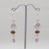 Multicolor Tourmaline Silver Drop Earrings