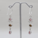 Multicolor Tourmaline Silver Drop Earrings