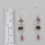 Multicolor Tourmaline Silver Drop Earrings