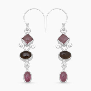 Multicolor Tourmaline Silver Drop Earrings