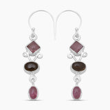 Multicolor Tourmaline Silver Drop Earrings