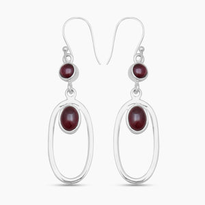 Garnet Silver Earrings