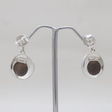 Rainbow Druzy & Smoky Quartz Silver Earrings
