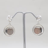 Rainbow Druzy & Smoky Quartz Silver Earrings