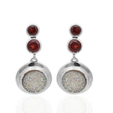 Garnet & Rainbow Druzy Silver Earring