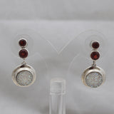 Garnet & Rainbow Druzy Silver Earring