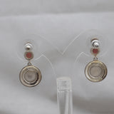 Garnet & Rainbow Druzy Silver Earring