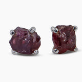 Natural Garnet Silver Studs Earrings
