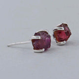 Natural Garnet Silver Studs Earrings