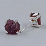 Natural Garnet Silver Studs Earrings