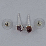 Natural Garnet Silver Studs Earrings