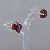 Natural Garnet Silver Studs Earrings