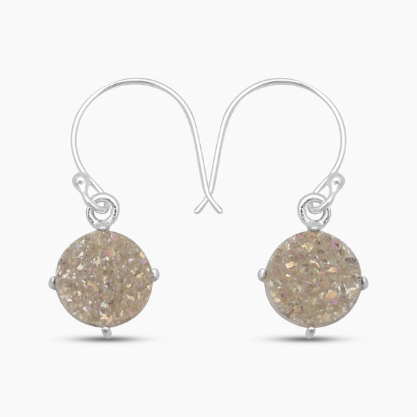 Rainbow Druzy Sterling Silver Earrings