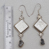 Meteorite Slice Silver Earrings