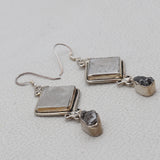 Meteorite Slice Silver Earrings