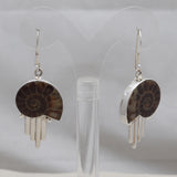 Ammonite Fossil Silver Earring