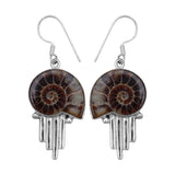 Ammonite Fossil Silver Earring