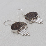 Ammonite Fossil Silver Earring