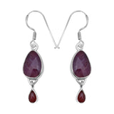 Natural Multi Sapphire Silver Earrings