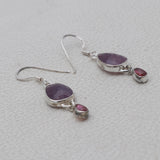 Natural Multi Sapphire Silver Earrings