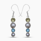 Pearl & Multistone Silver Earrings