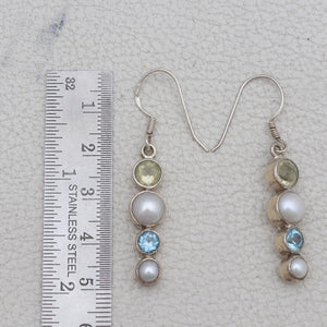 Pearl & Multistone Silver Earring