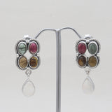 Tourmaline & Rainbow Moonstone Silver Earrings