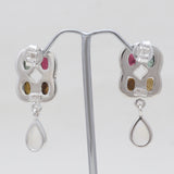Tourmaline & Rainbow Moonstone Silver Earrings