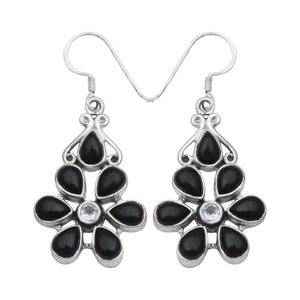 Black Onyx Silver Earrings