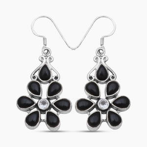 Black Onyx Silver Earrings