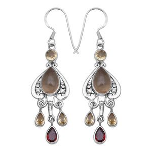 Natural Smoky Quartz Silver Earrings