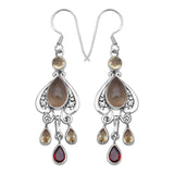 Natural Smoky Quartz Silver Earrings