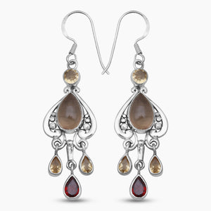 Natural Smoky Quartz Silver Earrings