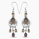 Natural Smoky Quartz Silver Earrings