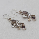 Natural Smoky Quartz Silver Earrings