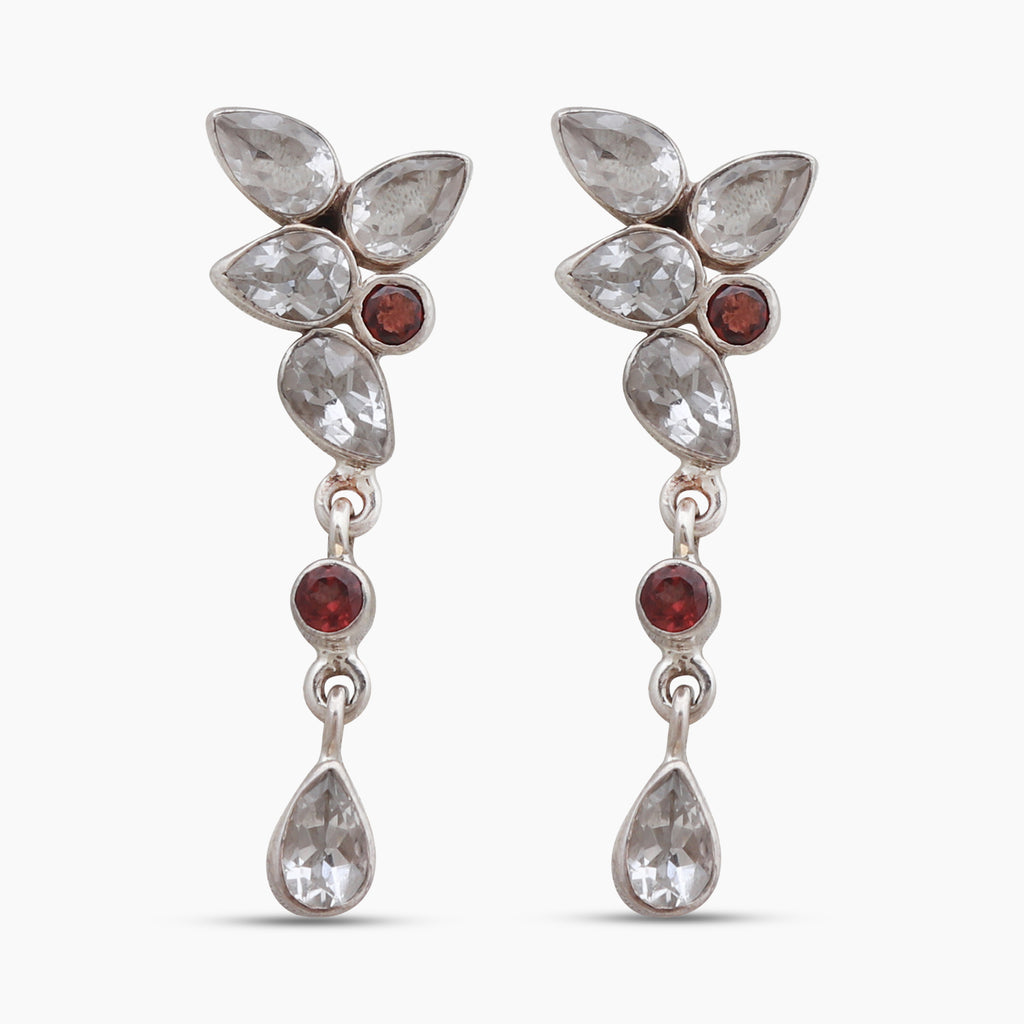 Natural Crystal Silver Earrings