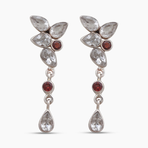 Natural Crystal Silver Earrings