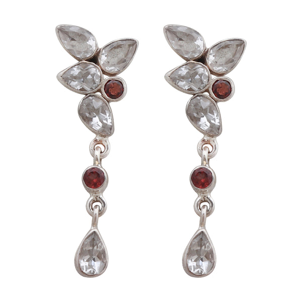 Natural Crystal Silver Earrings