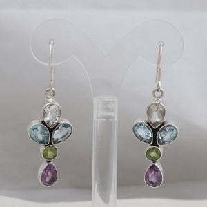 Multi Birthstone Silver Earring