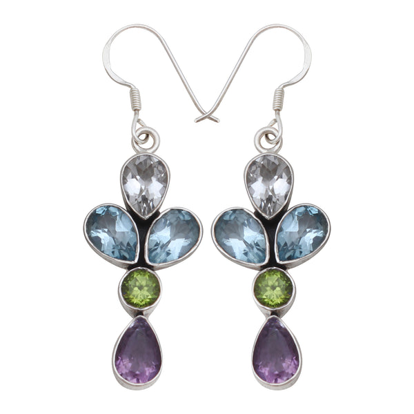 Multi Birthstone Silver Earring