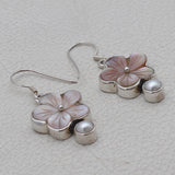 Abalone Shell & Pearl Silver Earrings