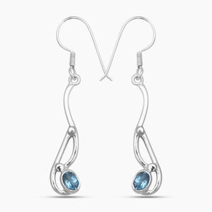 Natural Blue Topaz Silver Earrings