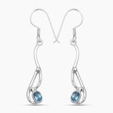 Natural Blue Topaz Silver Earrings