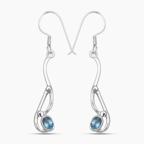 Natural Blue Topaz Silver Earrings