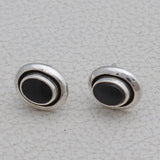 Black Onyx Silver Earrings