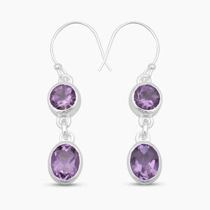 Natural Amethyst Silver Earrings