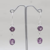 Natural Amethyst Silver Earrings