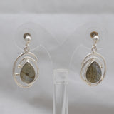 Natural Labradorite Silver Earrings