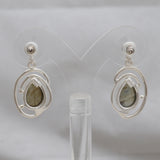 Natural Labradorite Silver Earrings