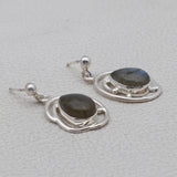 Natural Labradorite Silver Earrings